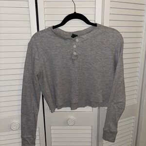 Wild Fable Heather Gray Long Sleeve Henley Top